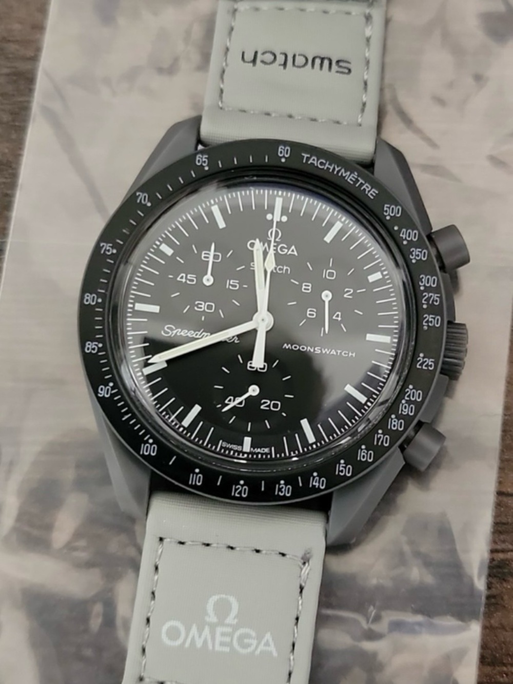 Swatch MoonSwatch Chronograph - Black Dial, White Strap